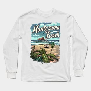 Escape to Montezuma Beach: Tropical Landscape Art 🏖️ Long Sleeve T-Shirt